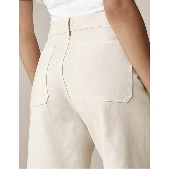 J.crew Petite Camp-Pocket Wide-Leg Slubby Pant Womens P27 Cream CI937 Mid Rise - Picture 4 of 12